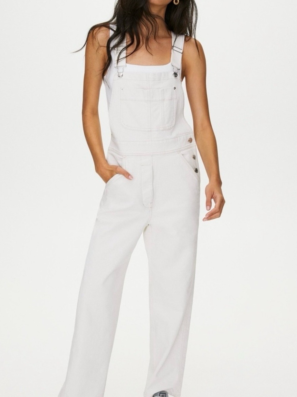 NEW Wilfred Free Romee Jumpsuit Overalls White 100% Lyocell Large